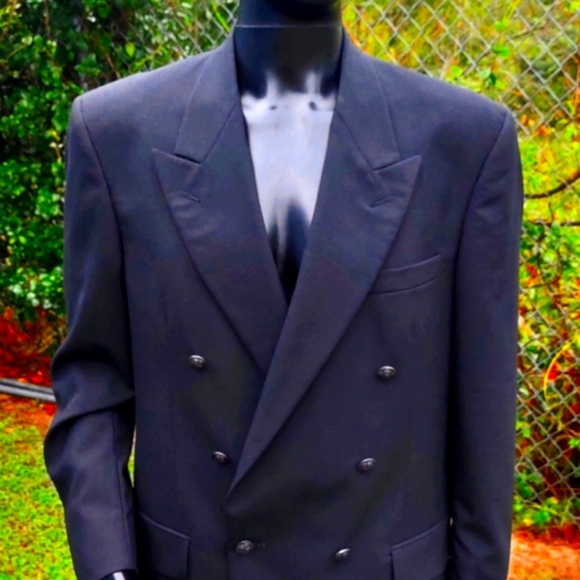 LANA MODA MEN'S PURE ITALIAN WOOL DOUBLE BREASTED LUXURY BLAZER - Picture 3 of 17